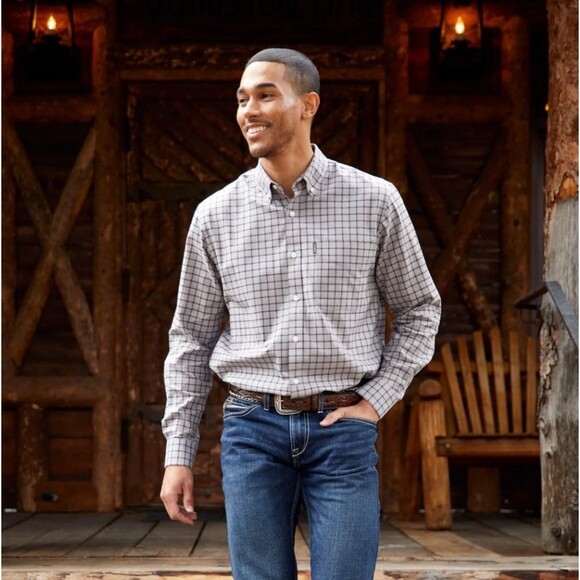 Ariat Mens Country Clement Button Down Shirt Size XXL LAVENDER Long Sleeves - Picture 1 of 9